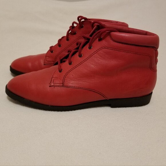 Danexx Women’s Red Leather Booties / Ankle Boots   8 M - Picture 3 of 8